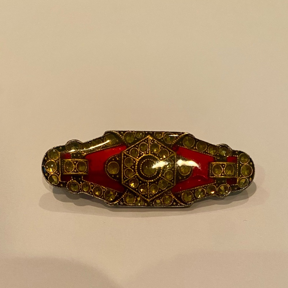 Red and Gold Vintage Pierre Bex Art Deco Style Brooch/Pin